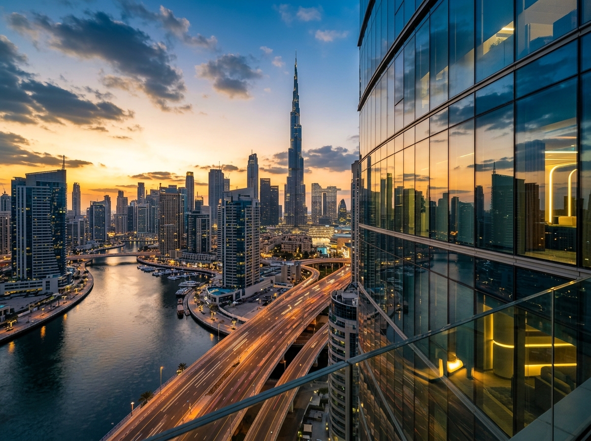 Futuristic Dubai Downtown Skyline